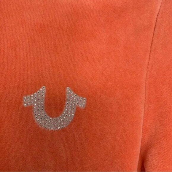 True Religion Orange Velour Crystal Buddha Sweater and Jogger Set - Picture 15 of 16